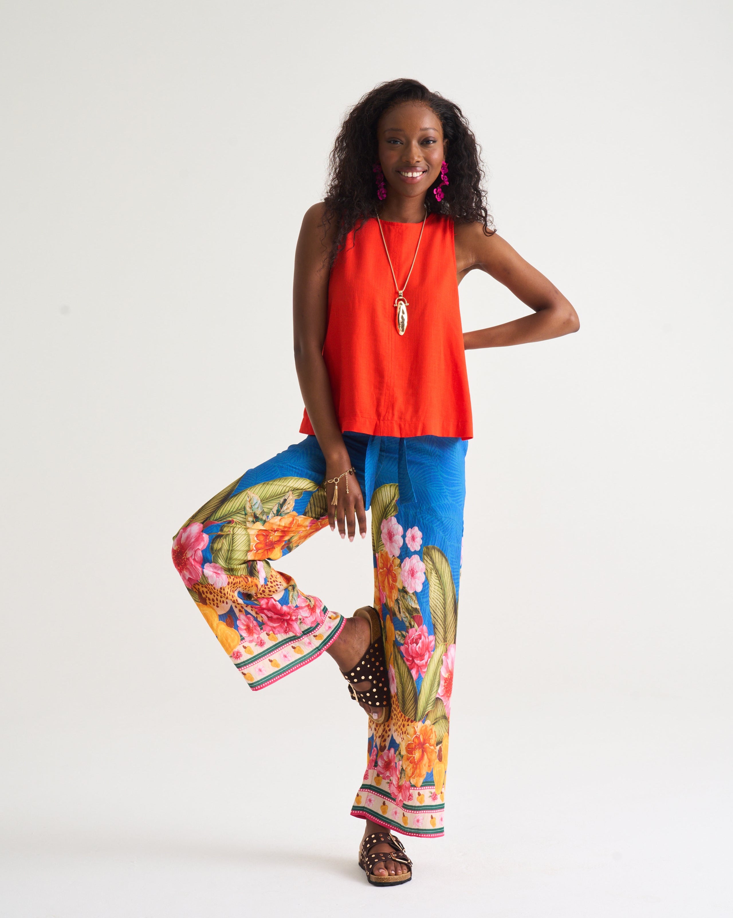 Wild Tropic Wide leg Pants  in Blue