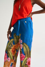 Wild Tropic Wide leg Pants  in Blue