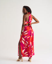 Holly Halterneck Dress – Hot Pink Abstract
