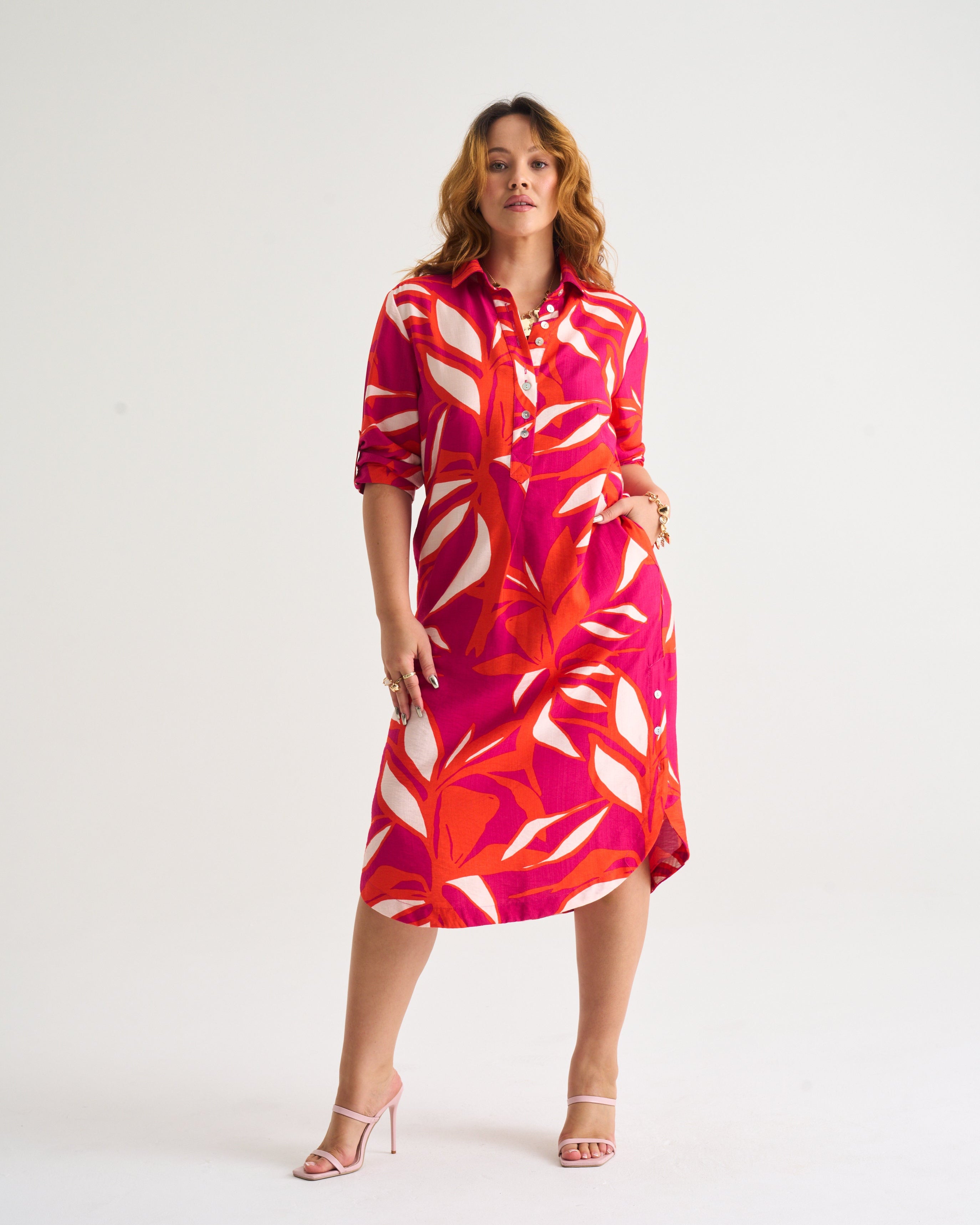 Daniella Tunic In Pink Abstract