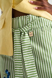 Portofino Paper Bag Pants - Green Stripe