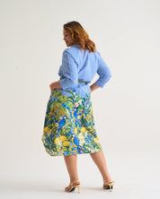 Capri Citrus Shirt Dress - Blue Stripe