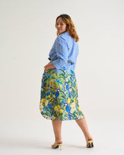 Capri Citrus Shirt Dress - Blue Stripe
