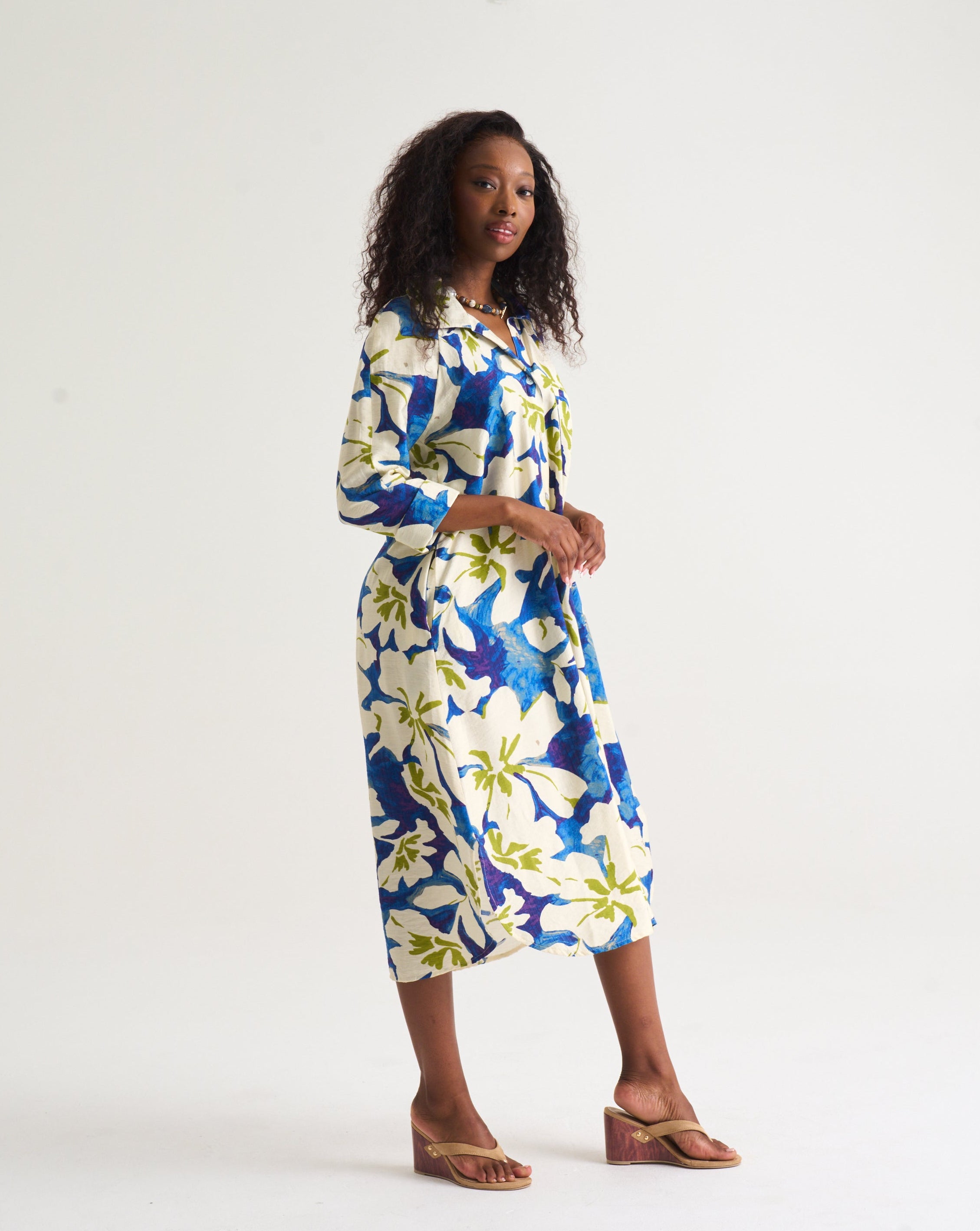 Liza Shirt Dress in Abstract Flower