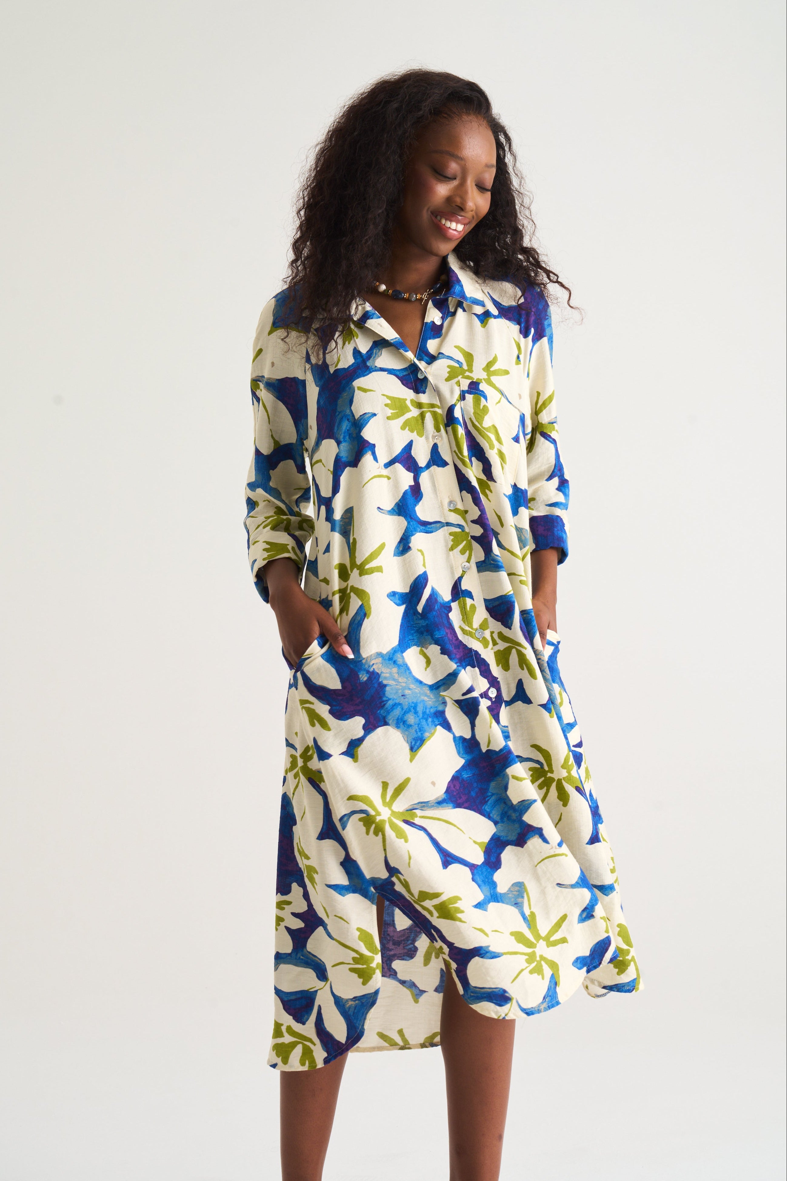 Liza Shirt Dress in Abstract Flower
