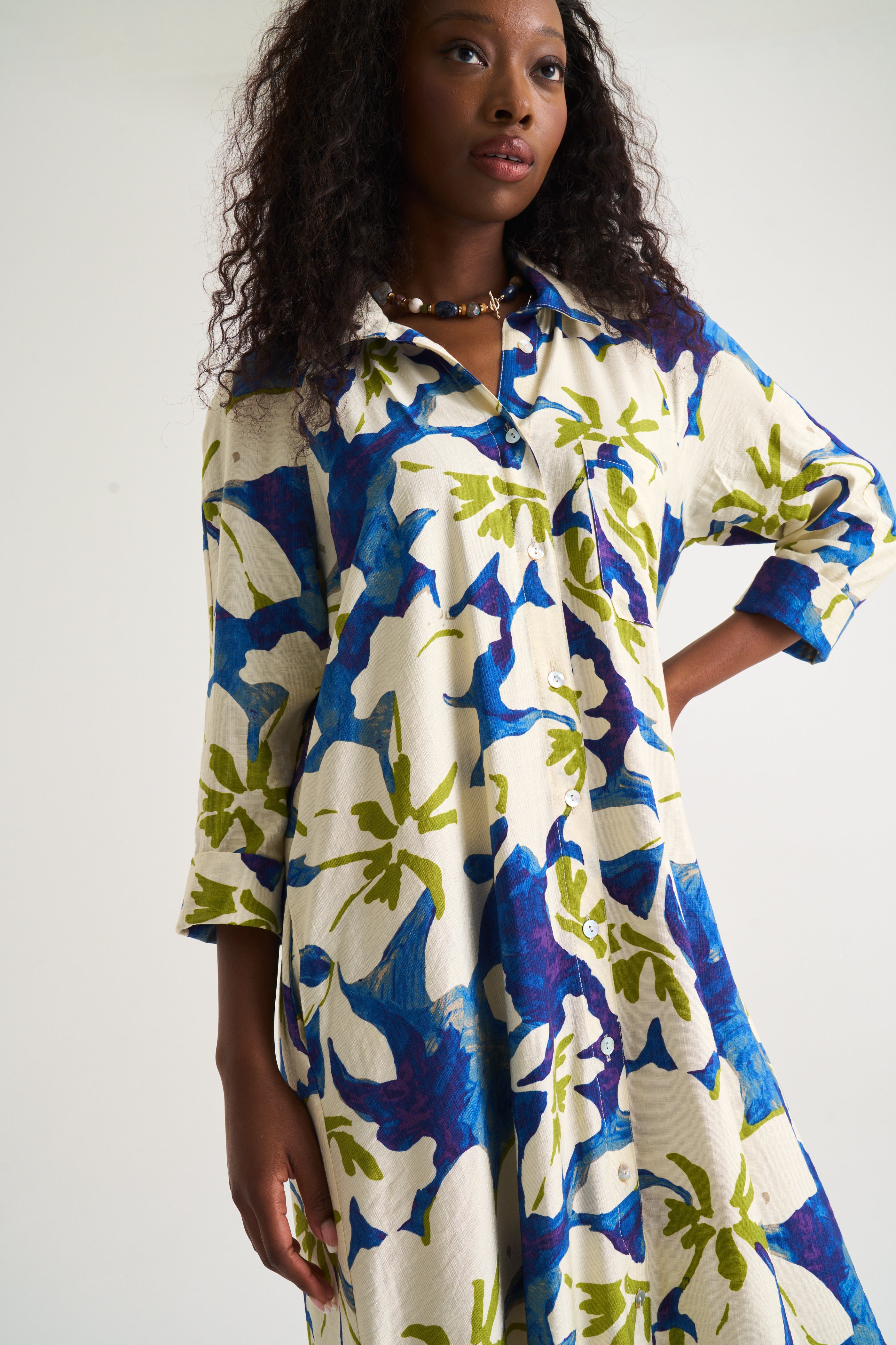 Liza Shirt Dress in Abstract Flower