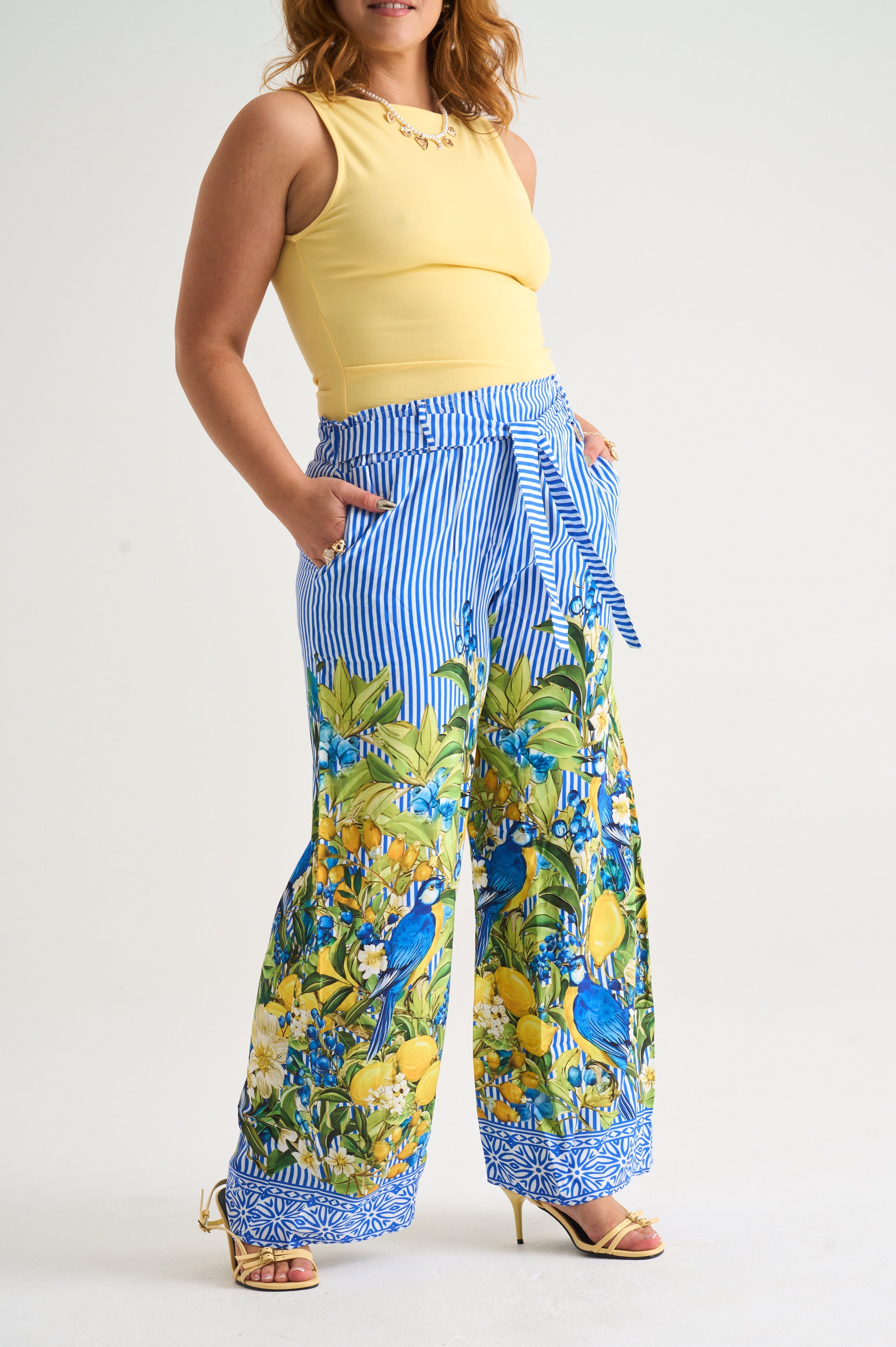 Portofino Paper Bag Pants - Blue Stripe