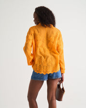 Appliqué Cotton Blouse in Mango