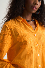 Appliqué Cotton Blouse in Mango