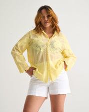 Appliqué Cotton Blouse in Butter Yellow
