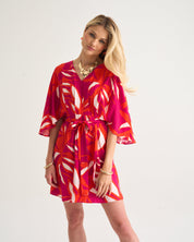Magnolia Butterfly Dress – Hot Pink & Tangerine