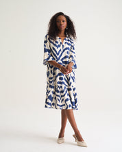 Millie Tier Tunic In Blue Aztec