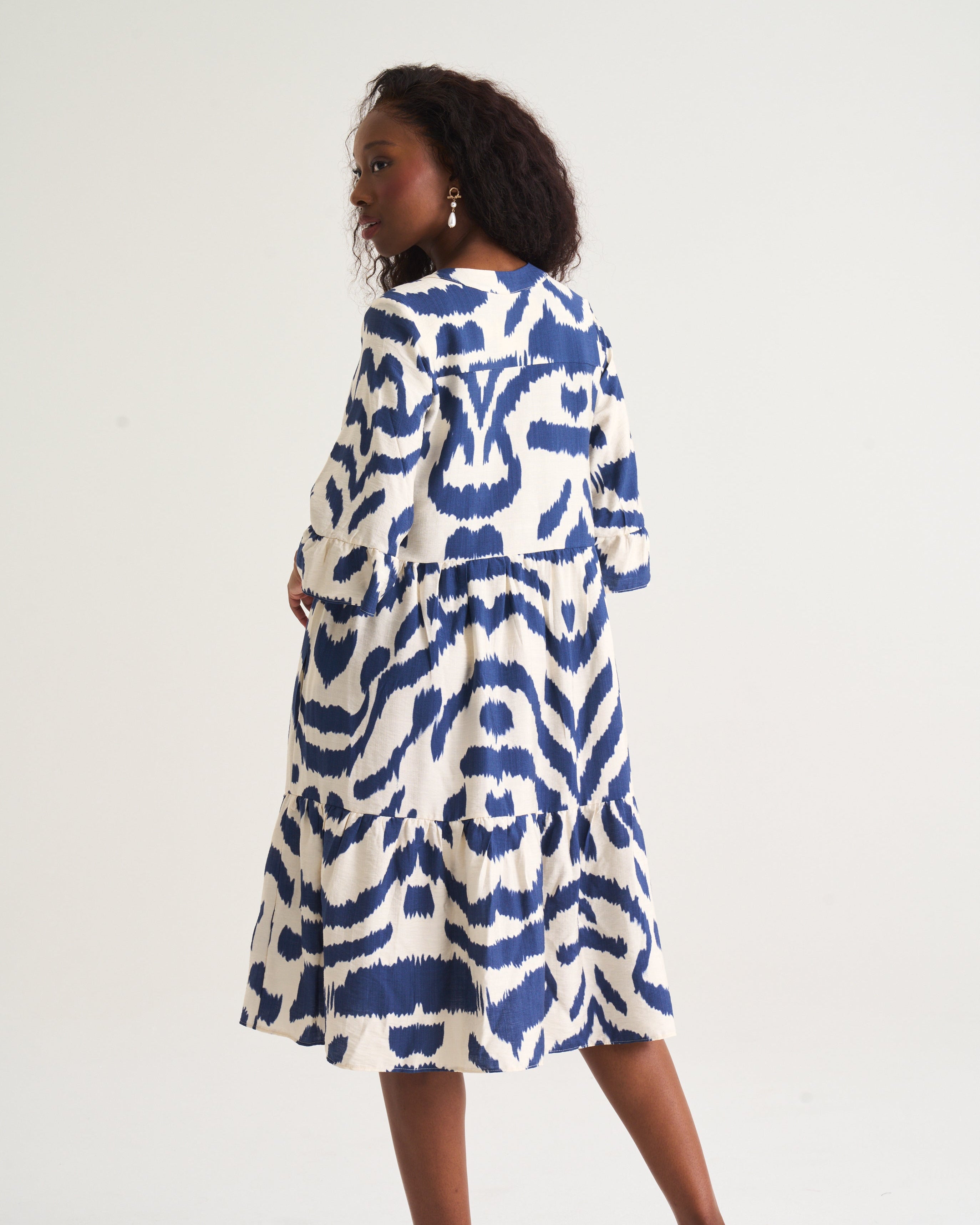 Millie Tier Tunic In Blue Aztec