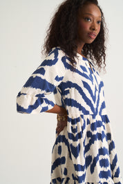 Millie Tier Tunic In Blue Aztec