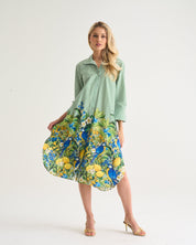 Capri Citrus Shirt Dress - Green Stripe