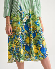 Capri Citrus Shirt Dress - Green Stripe