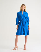 Cotton Country Pin-tuck Dress In Cobalt