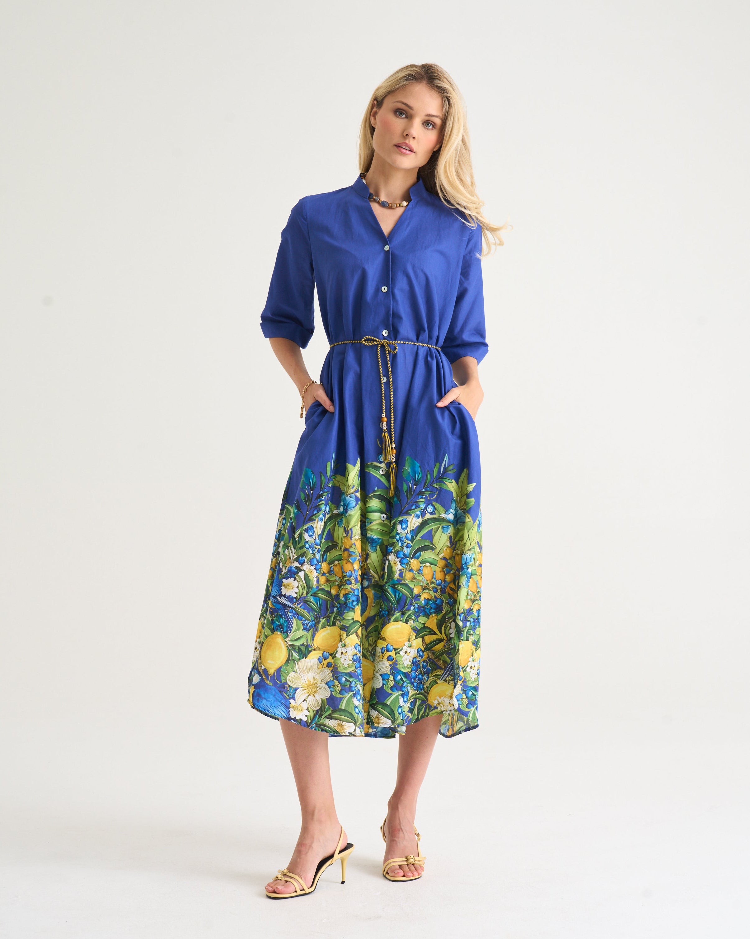 Kiara Shirt Dress In Amalfi Boarder