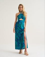 Holly Cut Out Dress In Tropical Breeze
