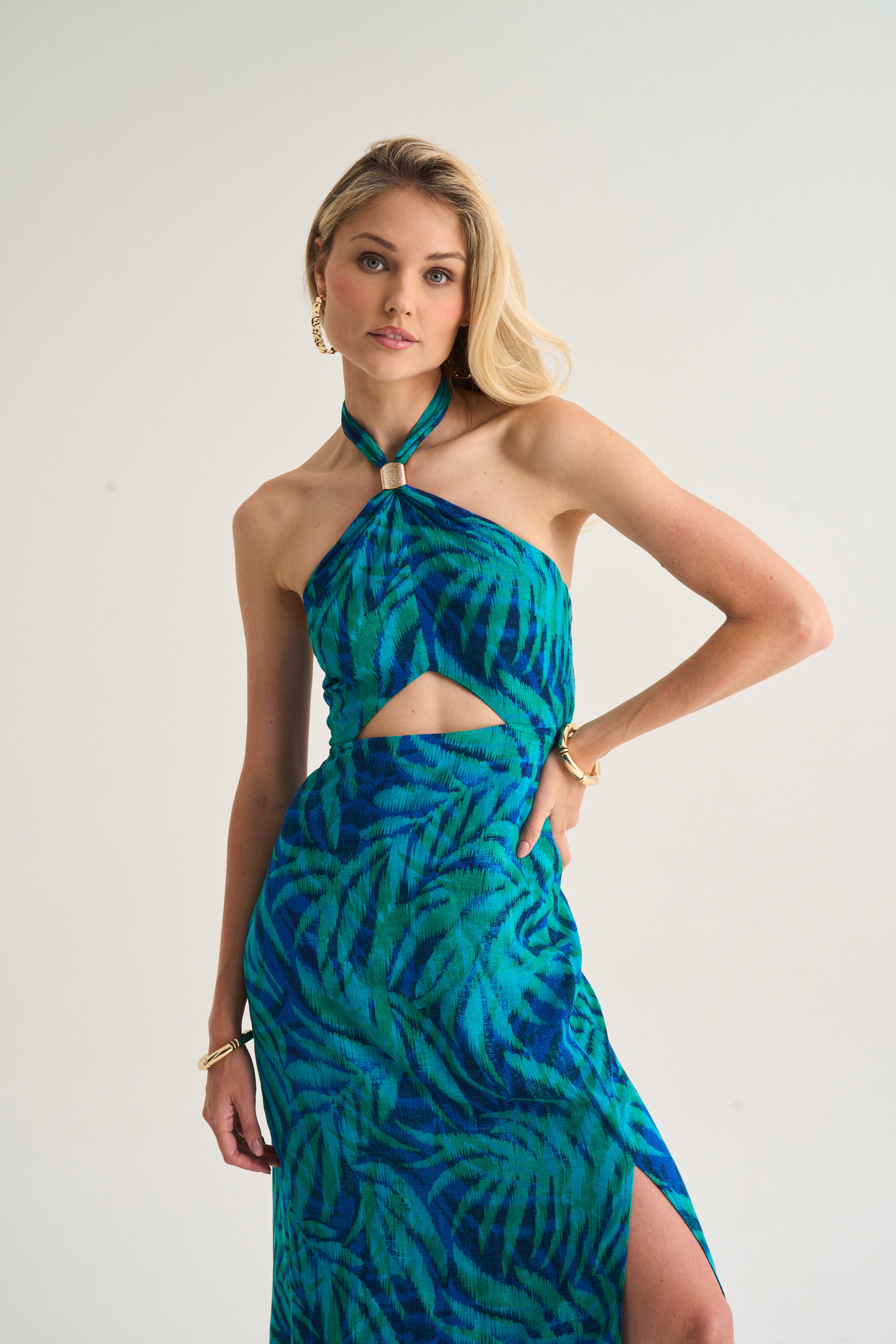 Holly Cut Out Dress In Tropical Breeze