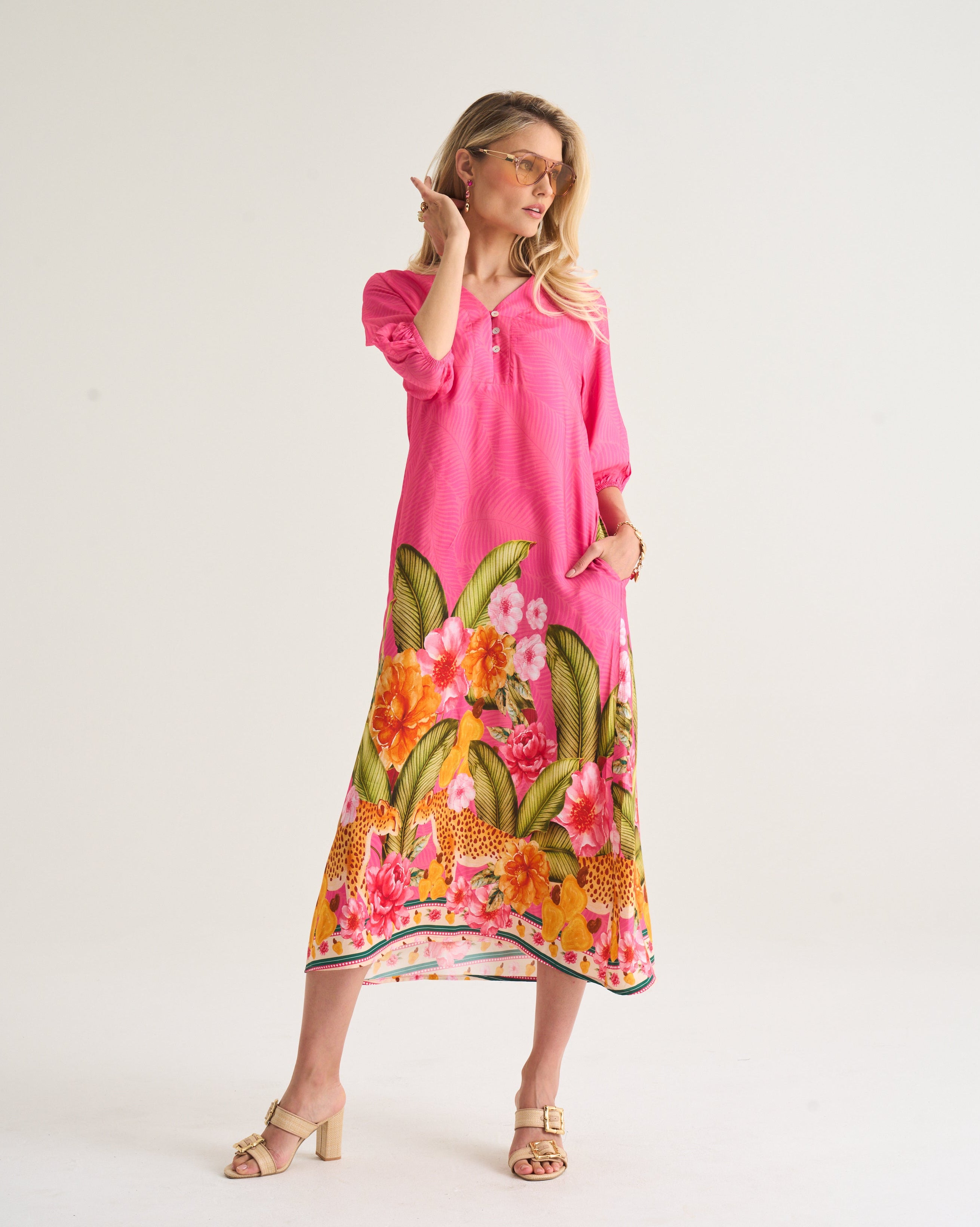 Jade Wild Border Tunic - Pink