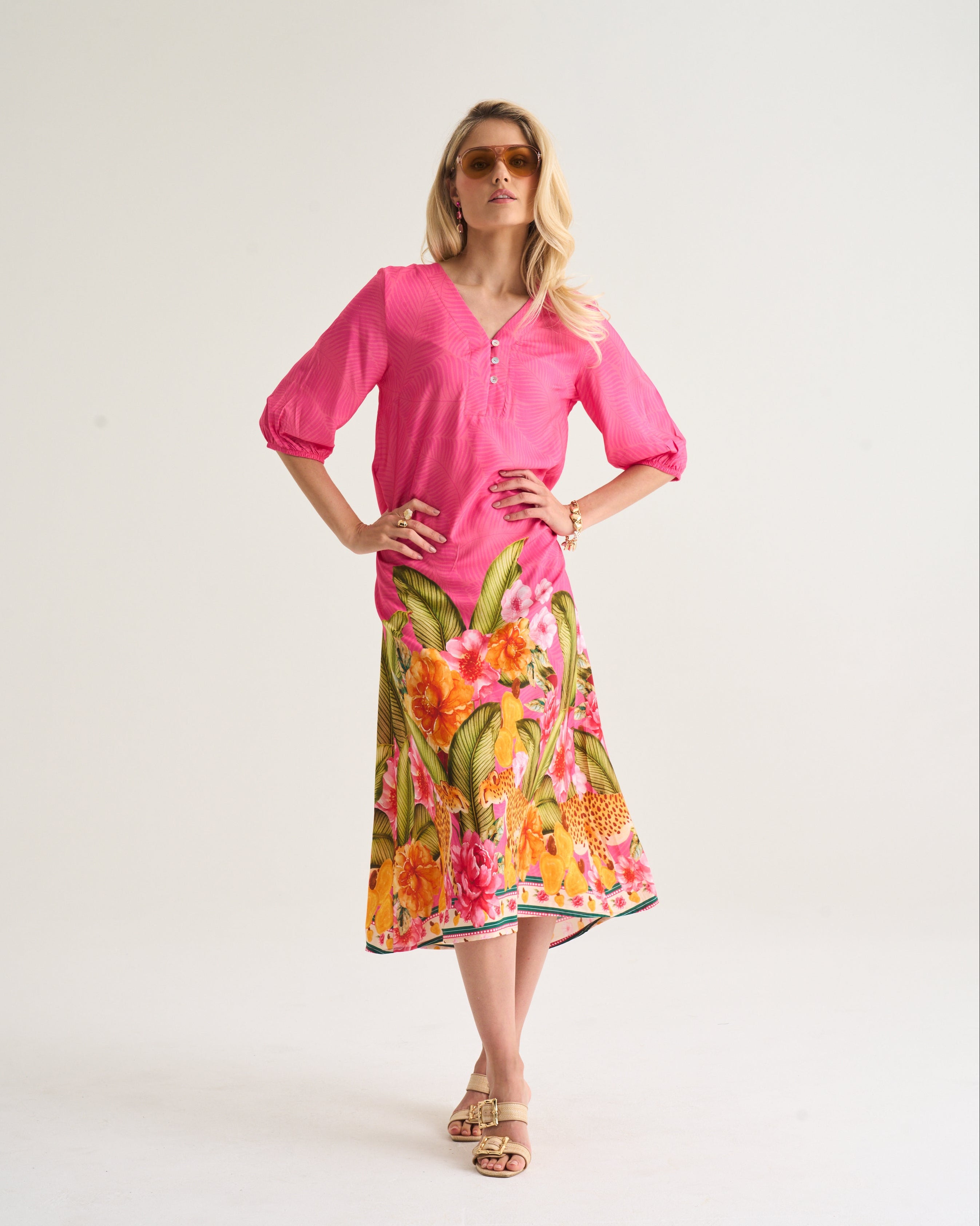 Jade Wild Border Tunic - Pink