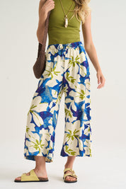 Wide Leg Crop Pant In Abstract Print