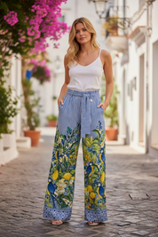 Portofino Paper Bag Pants - Blue Stripe