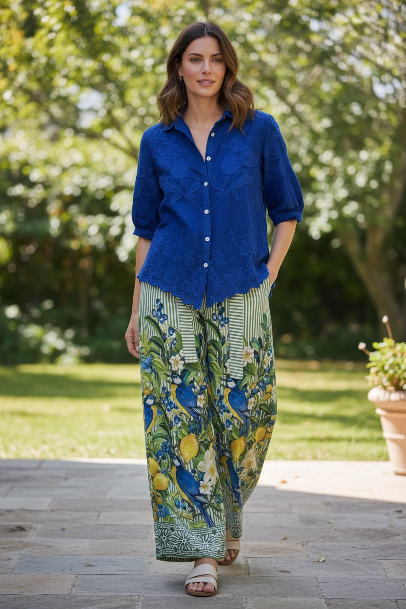 Amalfi Cobalt Artisan Blouse