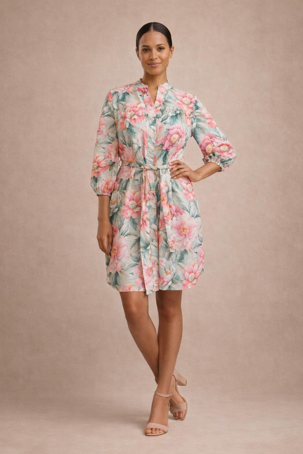 Leigh Shirt Dress in Pink Daisy