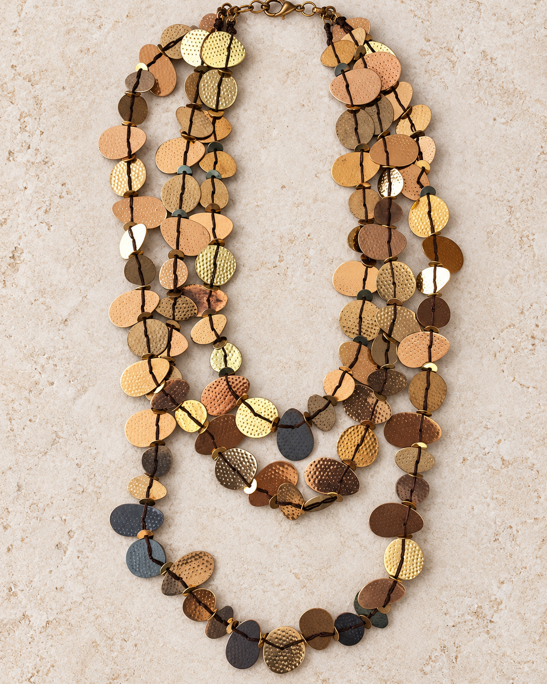 3 Tier Gold Disk Necklace