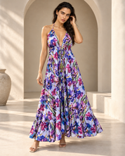 Vacation Frill Dress - Chambray Lilac Floral