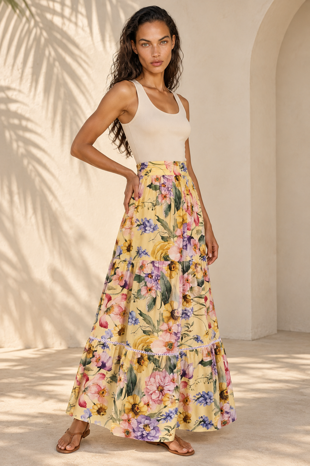 Cotton Lace Trim Skirt - Spring Bloom Soft Yellow