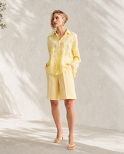 Floral Applique Blouse - Butter Yellow