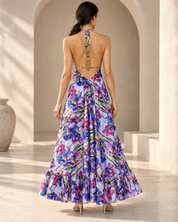 Vacation Frill Dress - Chambray Lilac Floral