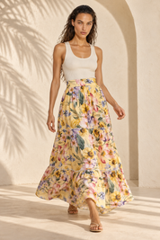 Cotton Lace Trim Skirt - Spring Bloom Soft Yellow