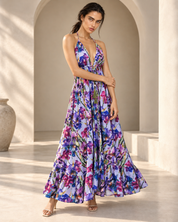 Vacation Frill Dress - Chambray Lilac Floral
