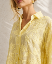 Floral Applique Blouse - Butter Yellow