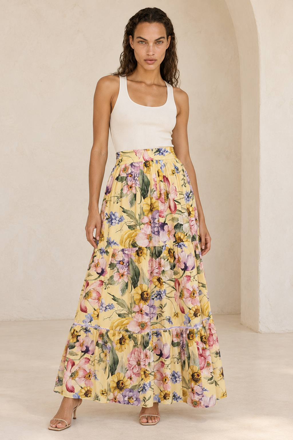 Cotton Lace Trim Skirt - Spring Bloom Soft Yellow