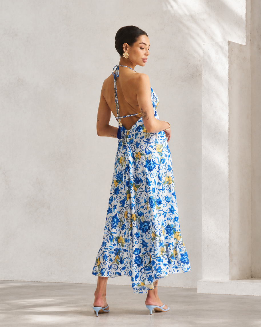 Vacation Frill Dress - Ornate Lemon