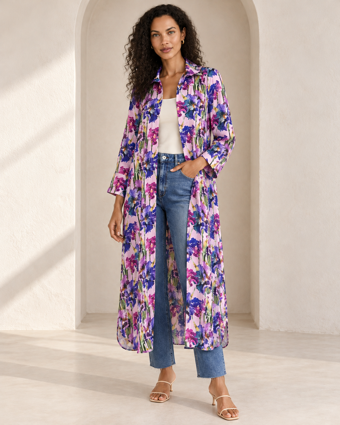 Liza Shirt Dress - Pastel Lilac Watercolour Floral