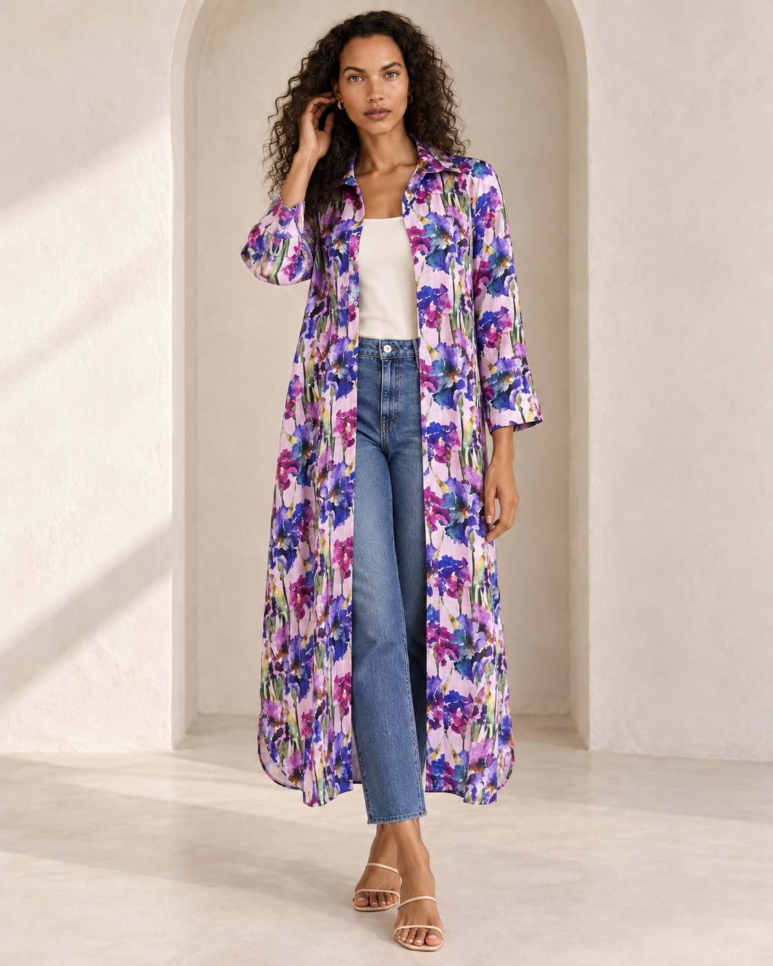 Liza Shirt Dress - Pastel Lilac Watercolour Floral