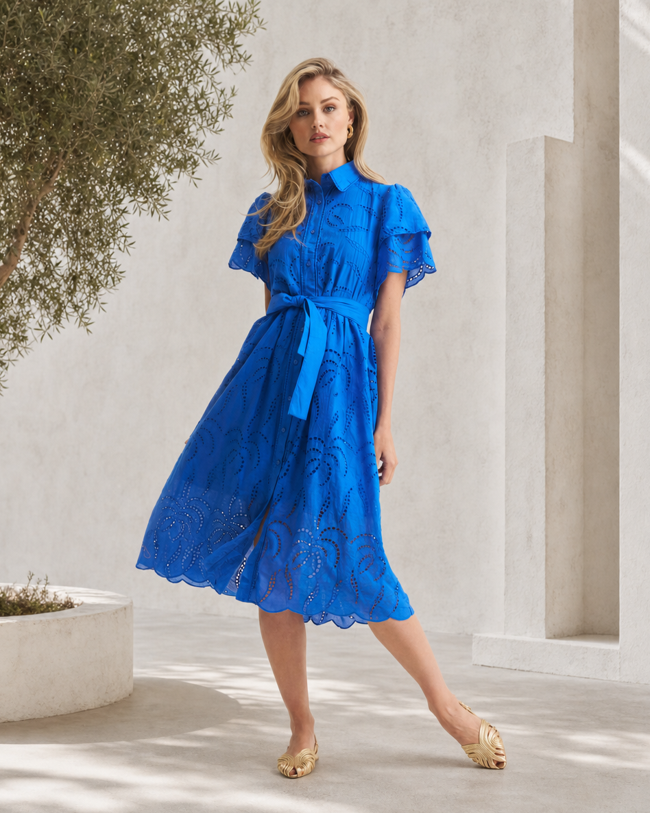 Fria Anglaise Dress - Cobalt  Dispatching 4th September