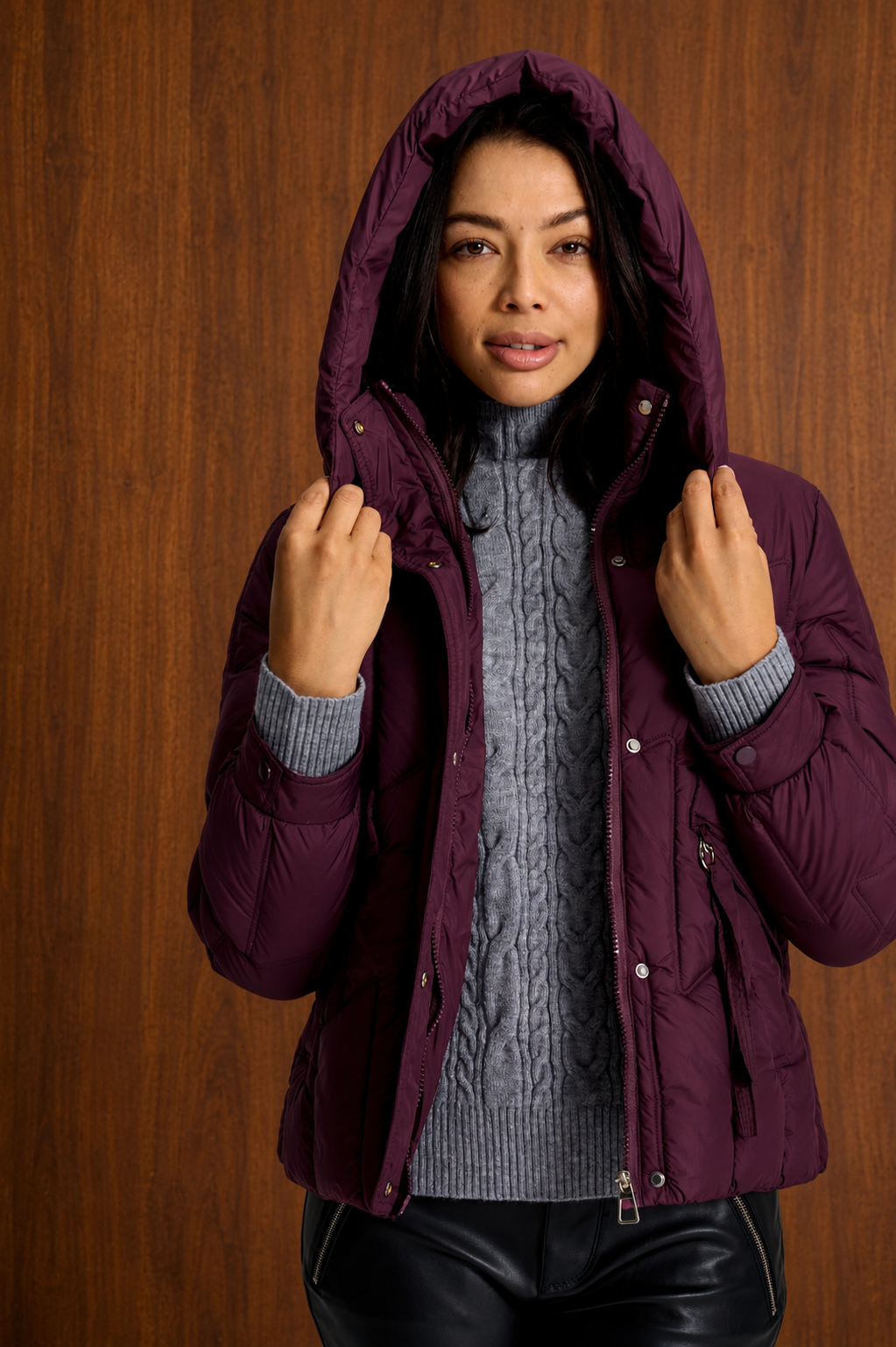 Plum Geometric Quilted Jacket