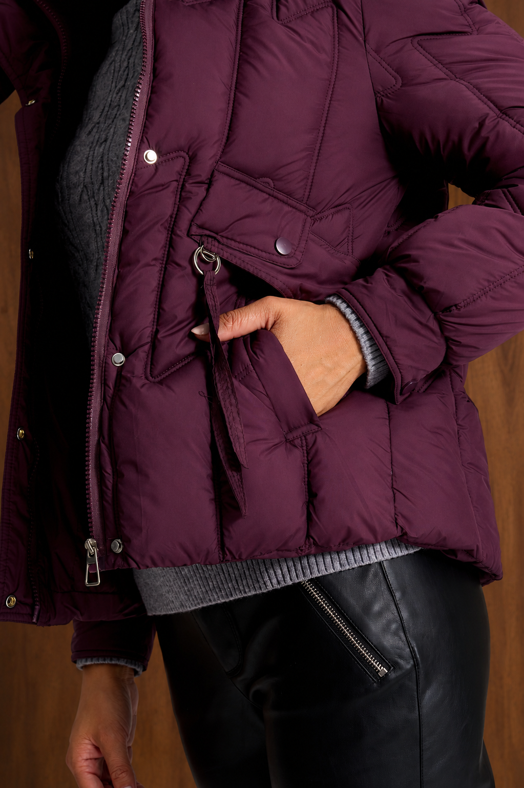 Plum Geometric Quilted Jacket