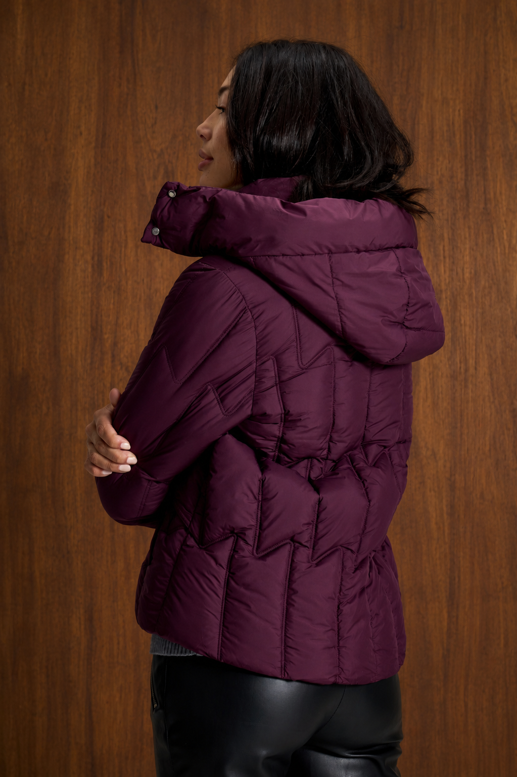 Plum Geometric Quilted Jacket