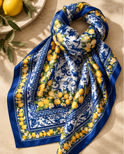 Armani Satin Amalfi Scarf – Lemon Print