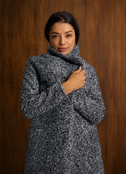 Wool Blend Charcoal Wrap Coat