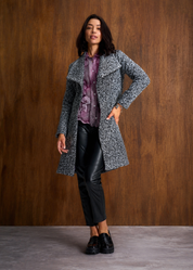 Wool Blend Charcoal Wrap Coat